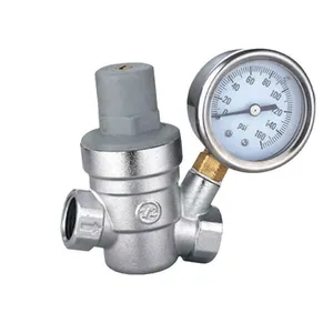 Vanne de réduction de pression de 1/2'' à 4'' <span class=keywords><strong>avec</strong></span> manomètre, régulateur de pression en laiton réglable pour les conduites d'<span class=keywords><strong>eau</strong></span> domestiques - Product Image 2