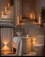 Lot de 4 lampes de nuit à détecteur de mouvement rechargeables, installation sans outils, idéal pour placard, escalier, cuisine, salle de bain