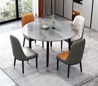 Table à manger en pierre brillante de style italien, chaise moderne simple et luxueuse, table à manger rectangulaire extensible 4 places