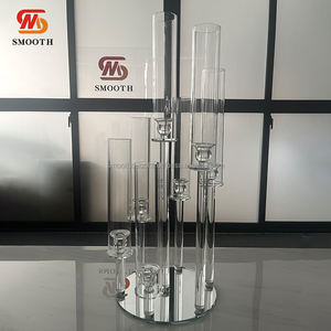 Portavelas de cristal directo de fábrica suave candelabro de cristal transparente de 7 brazos para decoración de boda - Product Image 6