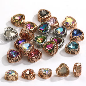 Xichuan เข็มกลัดทองคำสีขาวรูปหัวใจ10มม.,พลอยเทียมประดับคริสตัลแก้ว K9ด้านหลังเรียบเย็บแบบ Openwork <span class=keywords><strong>Strass</strong></span> - Product Image 5