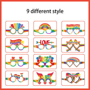 12 Uds. Orgullo Gay Arco Iris <span class=keywords><strong>bandera</strong></span> anteojos <span class=keywords><strong>LGBT</strong></span> Ally Arco Iris tema Photo Booth Props accesorios de fiesta gafas de papel - Product Image 4