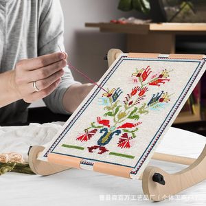 Marco de bordado de madera ajustable para escritorio, aro cuadrado para punto de cruz, manualidades con aguja - Product Image 2