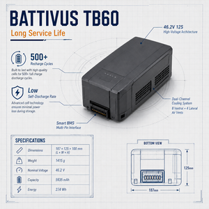 Batterie de vol intelligente professionnelle <span class=keywords><strong>TB60</strong></span> 5935mAh 12S pour <span class=keywords><strong>DJI</strong></span> Matrice 300 350 RTK – Pièces de rechange industrielles haute performance pour drones - Product Image 3