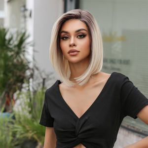 Vente en gros Perruques courtes pour femmes Perruques synthétiques naturelles pour femmes noires Perruques courtes blanches coupe garçonne - Product Image 3