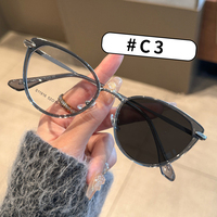 Lunettes de Vue Tendance Haut de Gamme Monture Métallique Oeil de Chat Anti-Lumière Bleue Photochromiques Claires pour Femmes
