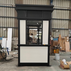 Outdoor <b>Security</b> Booth Steel Structure Mobile Guard House Black Color Parking <b>Equipment</b> - Product Image 1