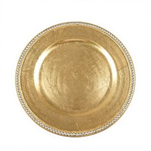 Vente directe usine – Assiettes rondes de présentation en acier inoxydable écologiques, finition dorée, luxe fait main, texture unie, MOQ 100 pièces - Product Image 1