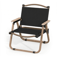 Chaise pliante portable Premium Black Kermit, chaise de camping, structure en fer imitation bois, accoudoirs en bois de hêtre, écologique, pour la plage et les voyages