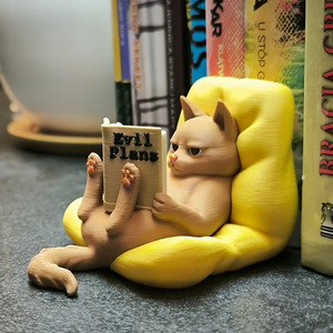 Figura de Gato Impresa en 3D Absorbida por una Buena Lectura - Product Image 3