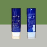 Kemasan tabung plastik aluminium kosong datar Oval 30ml kemasan tabung kosmetik biru untuk tabir surya krim BB tabung Remas kosmetik