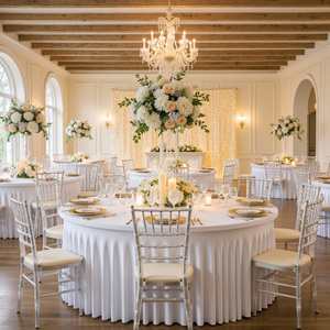 Mantel Elástico Tejido <span class=keywords><strong>Blanco</strong></span> de 6 Pies, Lavable, para Mesa Redonda Plegable Estándar, para Uso en el Hogar y Bodas, Venta al por Mayor - Product Image 6