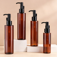 Flacon pompe en plastique PET ambré 120ml 150ml 200ml, flacon vide pour lotion corporelle, emballage cosmétique, vente en gros, logo personnalisé