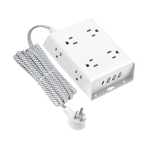 OSWELL 4 sides 8 Way Power Strip multi pin plug canada usa mini multi socket with usb port socket charger retractable usb