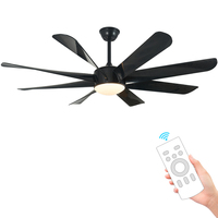 Ventilateur de plafond moderne HSG modèle 804, 62 pouces, moteur électrique DC, lumière intégrée, télécommande, 8 pales, matériau plastique, minuterie, pour maison et hôtel