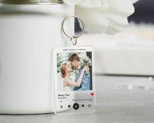 พวงกุญแจรูปเพลงแบบกำหนดเองของขวัญพวงกุญแจพร้อมรูปภาพและข้อความสำหรับวันเกิดวันครบรอบวันวาเลนไทน์ของขวัญวันคริสต์มาส - Product Image 5