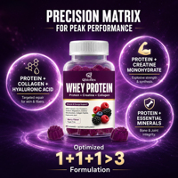 Gummies de protéines de lactosérum Qbioflex à marque privée, collagène et créatine pour le soutien énergétique – Complément protéiné en gommes