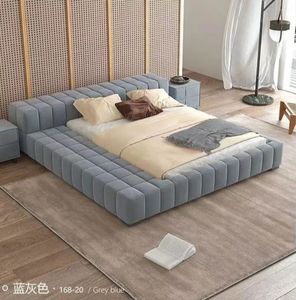 Минималистская кровать из ткани татами в скандинавском стиле, напольная низкая кровать, современная деревянная платформа для спальни - Product Image 4