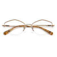 Monture de lunettes en métal, monture optique marron, monture de lunettes de vue en gros, monture de lunettes à branches écaille de tortue, logo personnalisé