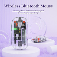 Nouvelle souris sans fil USB à 2 boutons, transparente, double BT5.1 2.4G 2400 DPI, magnétique, amovible pour PC PS4 PS5