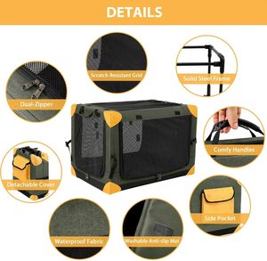 Kapalı ve açık seyahat için fermuar kapatma yumuşak katlanabilir köpek sandık ile taşınabilir katlanabilir evcil hayvan kulubesi - Product Image 5