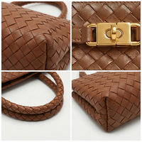 Tas tangan kulit asli anyam Premium untuk wanita dompet wanita pegangan atas mewah tas kualitas tinggi pabrikan OEM