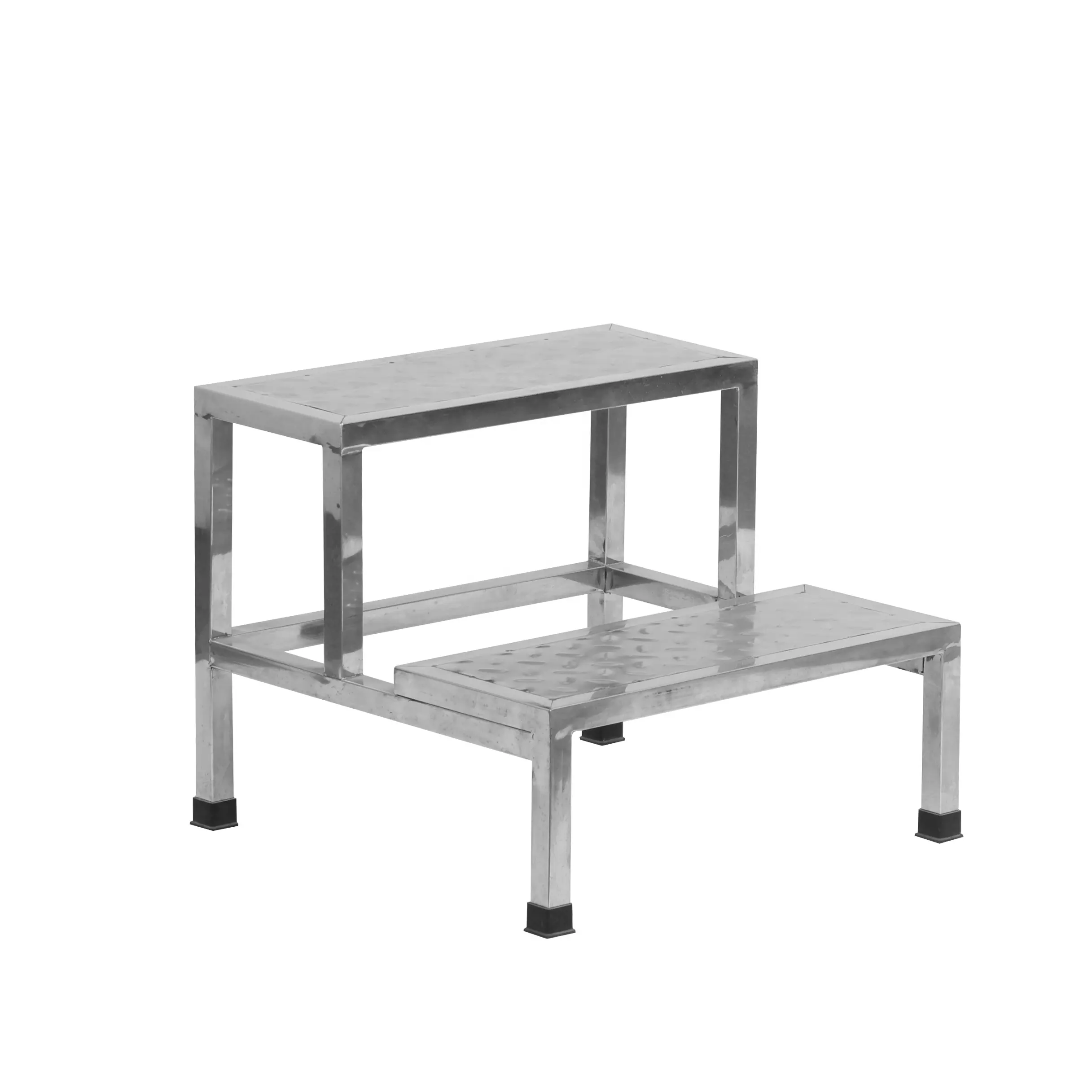 Hospital Portable Stainless Steel Patient Two Steps Foot Stool/Double Layers Hospital Bed Step Foot Stool
