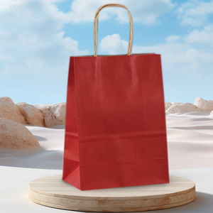 Kraft Paper Bags With Handle Custom Printed Recyclable Paper Shopping Bags For Cake Bread Baking Takeout Paper <b>Packaging</b> - Product Image 2