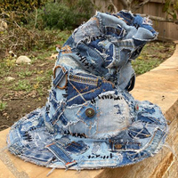 DIZNEW Chapeau de cowboy avec logo personnalisé 2024 Nouveau design Chapeau en jean délavé imprimé tendance de mode pour hommes