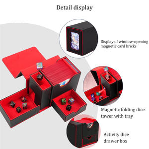    Boîte de rangement pour cartes en cuir PU à fermeture magnétique, chargement latéral, avec tour de dés pour Commander MTG - Product Image 3