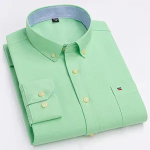 Camicie Casual da uomo taglie forti 7xl da ufficio 100% in cotone Oxford a maniche lunghe, filato traspirante tinto in bianco nero per la primavera - Product Image 1