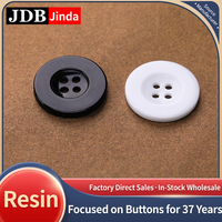 Kancing Resin Putih Hitam 4 Lubang Bulat untuk Kemeja Jas Celana