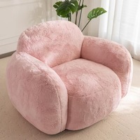 Kursi Bean Bag Satu Dudukan Bentuk Kerikil dengan Sandaran dan Sandaran Tangan yang Mendukung, Penutup Bulu Imitasi, Desain Modern, Isian Serat, untuk Ruang Tamu
