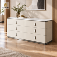 Commode à 6 tiroirs HarmTai 140 cm, commode de chambre à coucher en pierre, armoire de rangement moderne minimaliste, coins arrondis