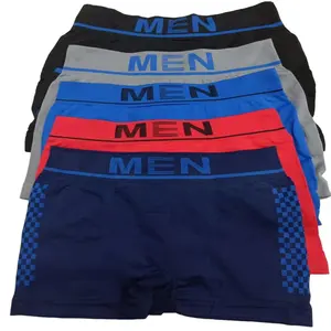 Boxers de tamanho único modelo HXK039, roupa íntima boxer masculina de comprimento curto e estampa de boxer, roupa íntima fantasia de 0,48 dólares com cores