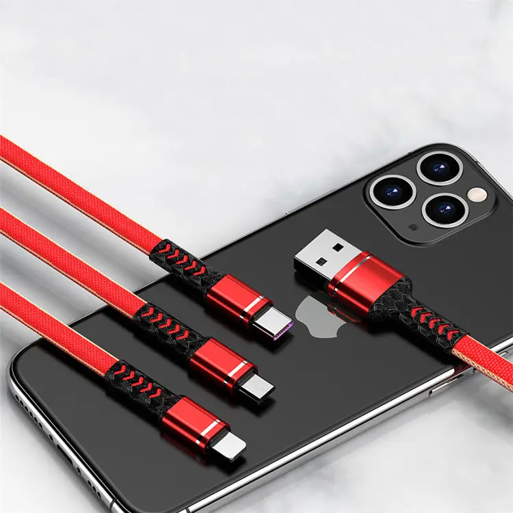 Cable micro USB 3 en 1, cable de datos triples, creativo, para mp3/mp4/teléfono móvil