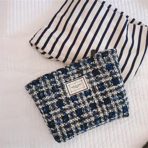 Bolsa de Cosméticos de Tweed, Bolsa de Lona con Cremallera para Mujer, Bolsa de Mano, Organizador de Viaje para Maquillaje - Product Image 2