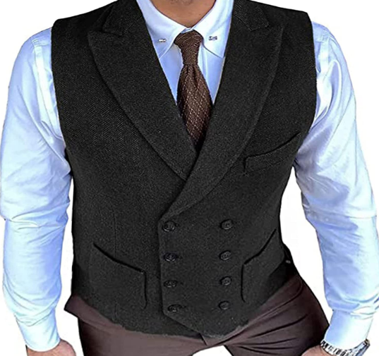 Manufacturer Factory Sale Tweed Wool Waistcoat Vest for Man Custom