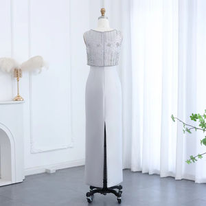 Jancember SZ277 Rhinestone Dubai Silver Gray Formal Evening <b>Dress</b> for <b>Arabic</b> <b>Women</b> - Product Image 2