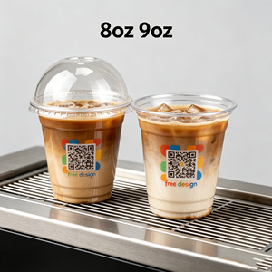Gobelets jetables transparents en plastique PET de 9oz, 12oz, 16oz, 32oz, avec couvercles et pailles, personnalisables avec logo imprimé, pour café - Product Image 1