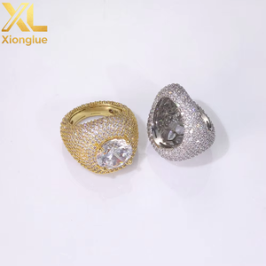 Wholesale Unisex Classic Style <b>Iced</b> Zircon <b>Ring</b> Full Diamond Gold/Silver Plated Alloy Jewelry for Gift Party Anniversary - Product Image 4