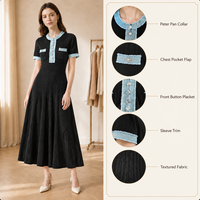 Nouvelle Robe Longue Femme Printemps-Été 2026 en Jean Patchwork de Luxe, Style Tweed Tricoté, Effet Amincissant à la Taille, Coupe Moulante aux Hanches
