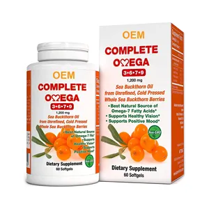 Private Label Omega 3 6 7 9 capsule Softgel di olio di bacche di olivello spinoso per il supporto immunitario e la salute del cuore