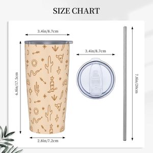 Vasos Térmicos de Acero Inoxidable de 20oz con Tapa y Popote, Taza de Viaje Beige para Café, Té, Vino, Botella de Agua, Regalo - Product Image 3