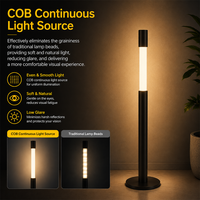 Lámpara de Pie LED COB Telescópica de Aluminio, Altura Ajustable, 2700K-6500K, Atenuación Táctil, Luz Principal de 9W + Luz Nocturna de 1W, Haz de Luz de 360°