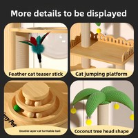 Arbre à chat moderne en bois de palmier tropical, compact et gain de place, tout-en-un, 88 cm, griffoir, mobilier pour chats