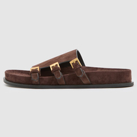 Sandales à plateforme en daim personnalisées avec bride à boucle pour femmes, vente en gros, grandes tailles, couleur marron beige, chaussures de plage d'été
