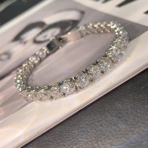 เพชรทรงกลมเจียระไนแบบ Brilliant ที่ได้รับการเพาะเลี้ยงในห้องปฏิบัติการ สร้อยข้อมือเทนนิสทองคำขาว 9-18K คุณภาพสูงแบบสั่งทำพิเศษสำหรับผู้หญิง เหมาะสำหรับงานปาร์ตี้ - Product Image 4