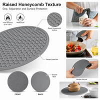 Sous-plat rond en silicone de qualité alimentaire, motif nid d'abeille, antidérapant, résistant à la chaleur, support pour casseroles chaudes, protection de comptoir, ouvre-bocal, 3 tailles