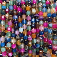 Perles de pierres précieuses carrées facettées de 6 mm, 8 mm, 10 mm, perles en pierre brute taillées en cube
